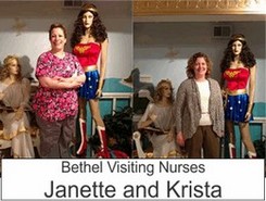 Janette and Krista in the Marston Family Wonder Woman Museum